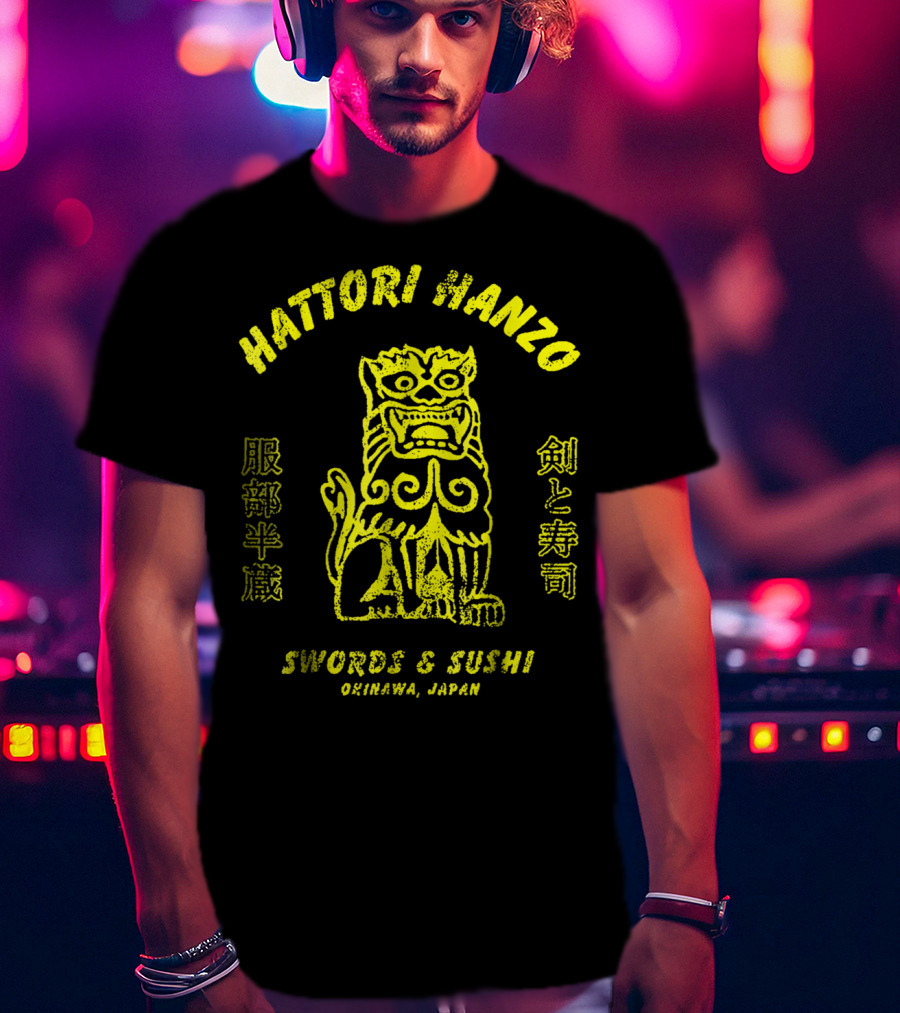 Hattori Hanzo Swords And Sushi Okinawa Japan Lion T-Shirt