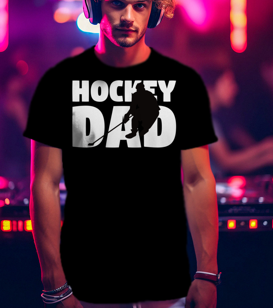 Hockey Dad Father Silhouette Hockey T-Shirt