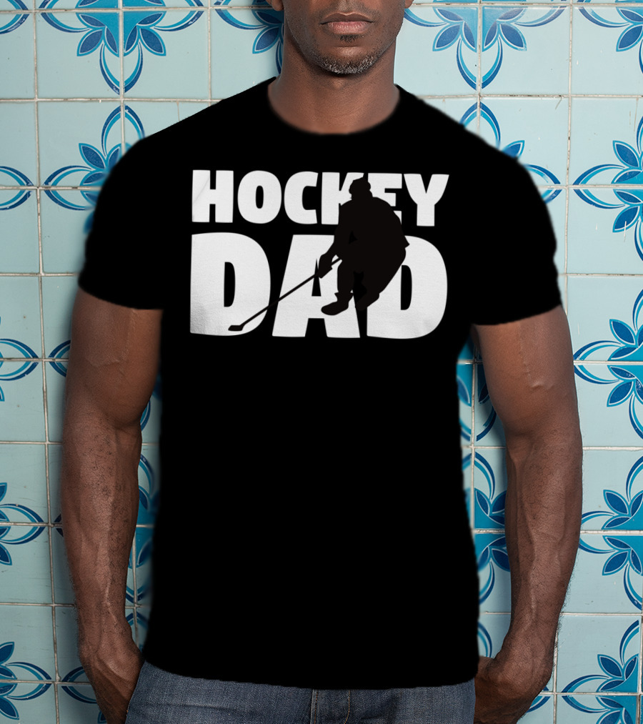 Hockey Dad Father Silhouette Hockey T-Shirt