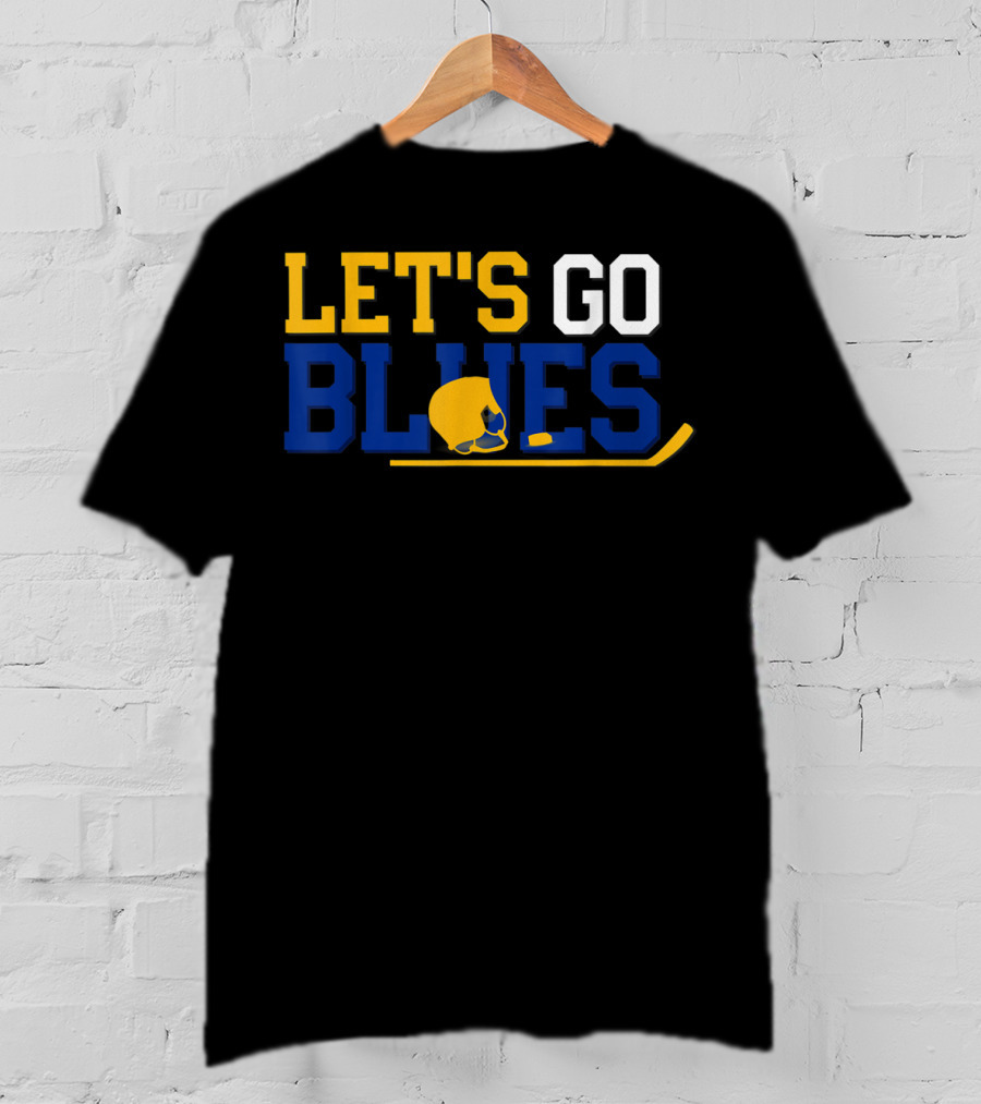 Hockey Fan Let's Go Blues Cheering Victory Celebr With Helmet And Stick T-Shirt