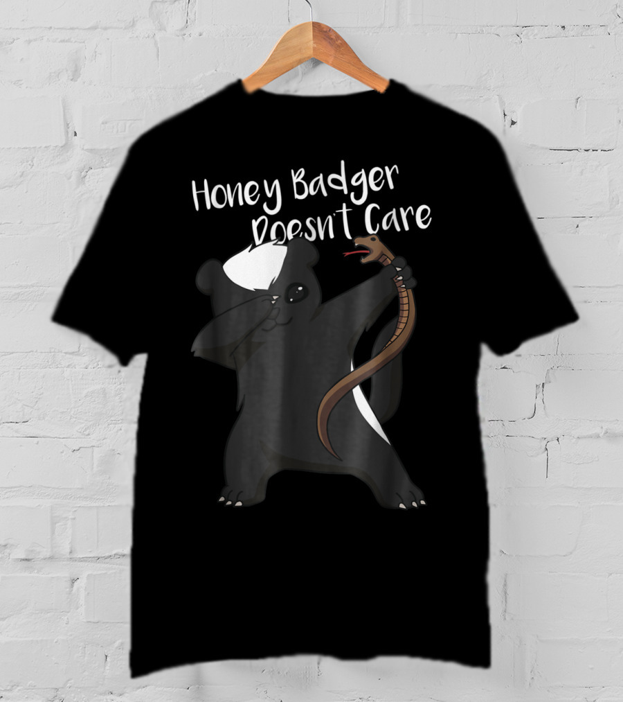 Honey Badger Doesn't Care Funny Animal Dabbing With Snake T-Shirt