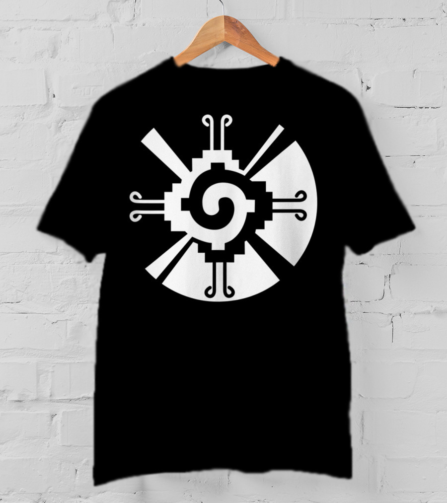 Hunab Ku Mayan Aztec Sacred Symbol Black And White Geometric T-Shirt