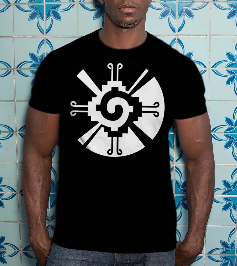 Hunab Ku Mayan Aztec Sacred Symbol Black And White Geometric T-Shirt