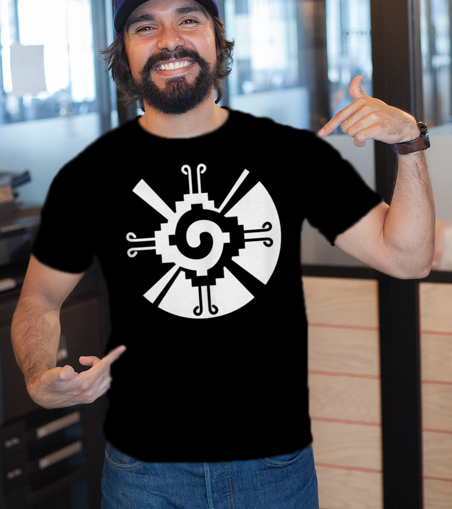 Hunab Ku Mayan Aztec Sacred Symbol Black And White Geometric T-Shirt