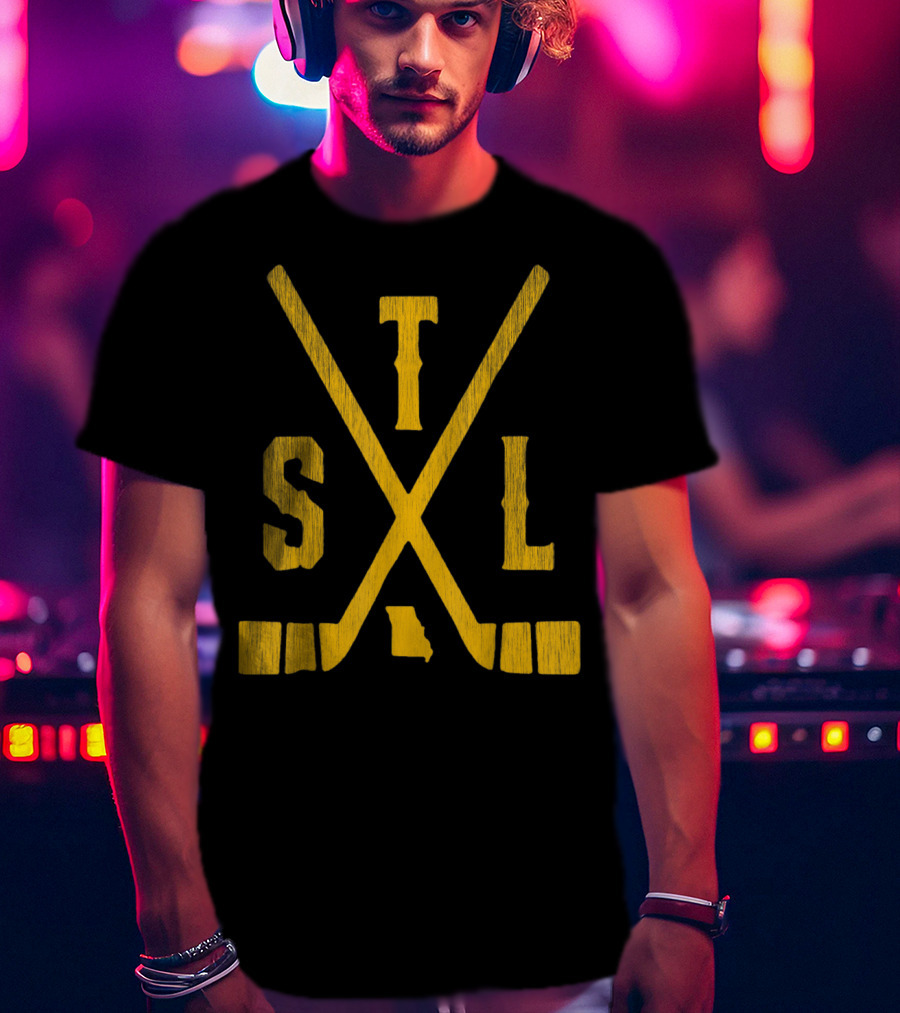 STL Ice Hockey Sticks Missouri State Outline T-Shirt