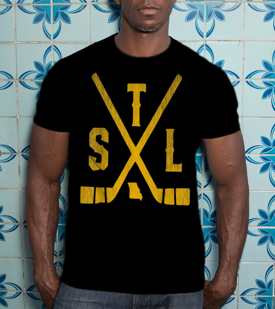 STL Ice Hockey Sticks Missouri State Outline T-Shirt