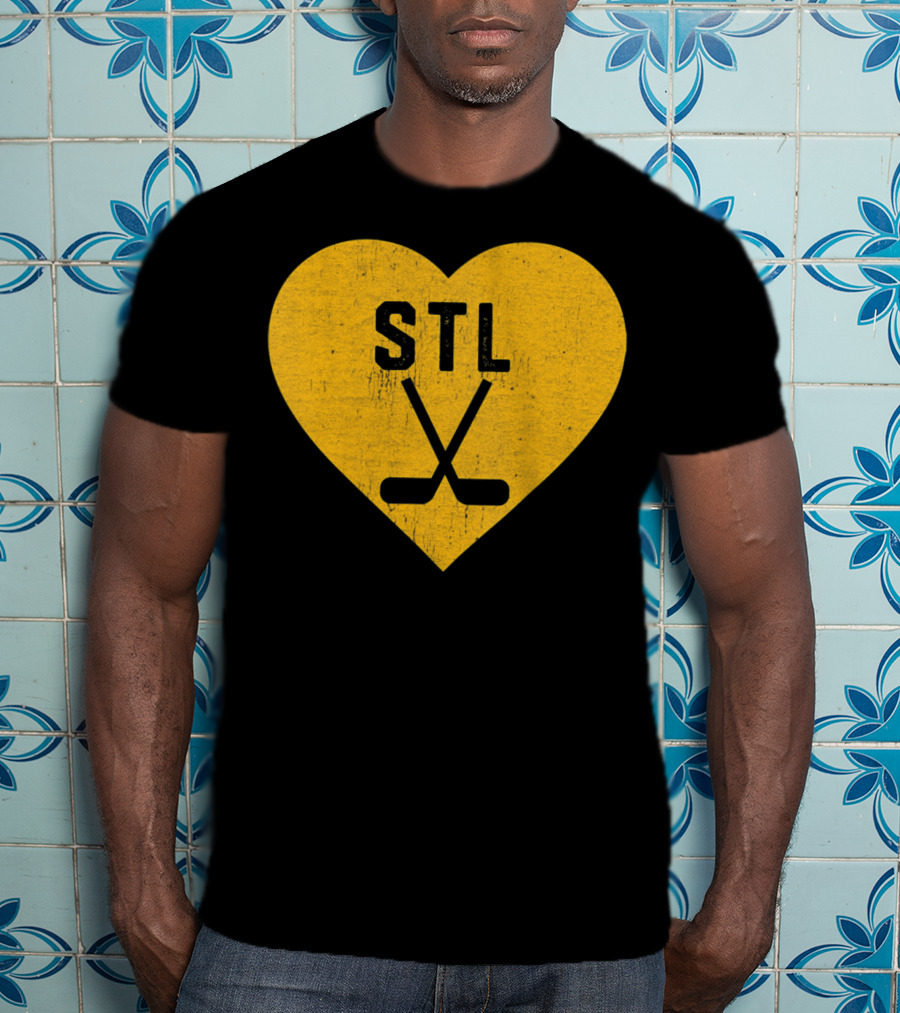 STL Heart With Hockey Sticks St Louis Hockey T-Shirt