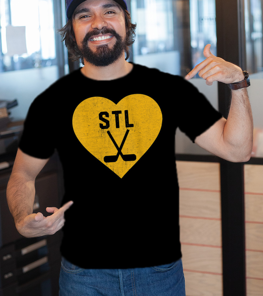 STL Heart With Hockey Sticks St Louis Hockey T-Shirt