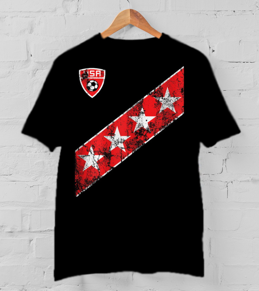 USA Soccer Stars Emblem With Red And White Stripes T-Shirt