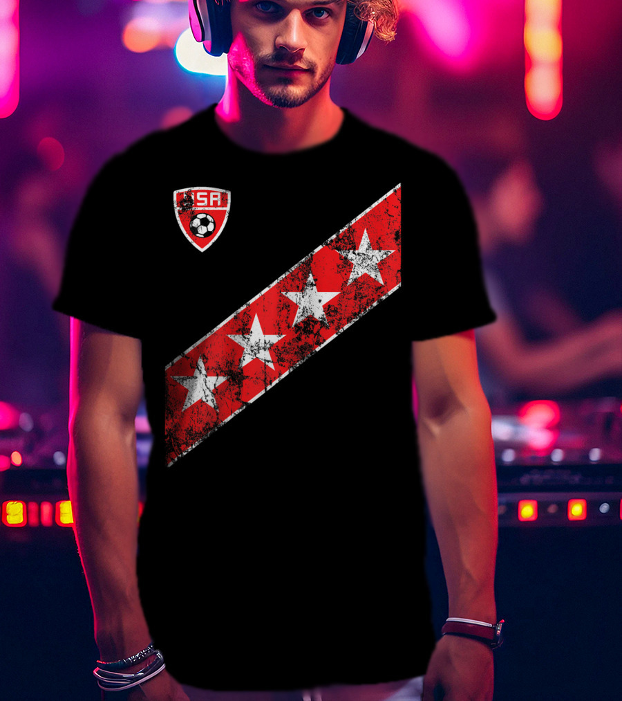 USA Soccer Stars Emblem With Red And White Stripes T-Shirt