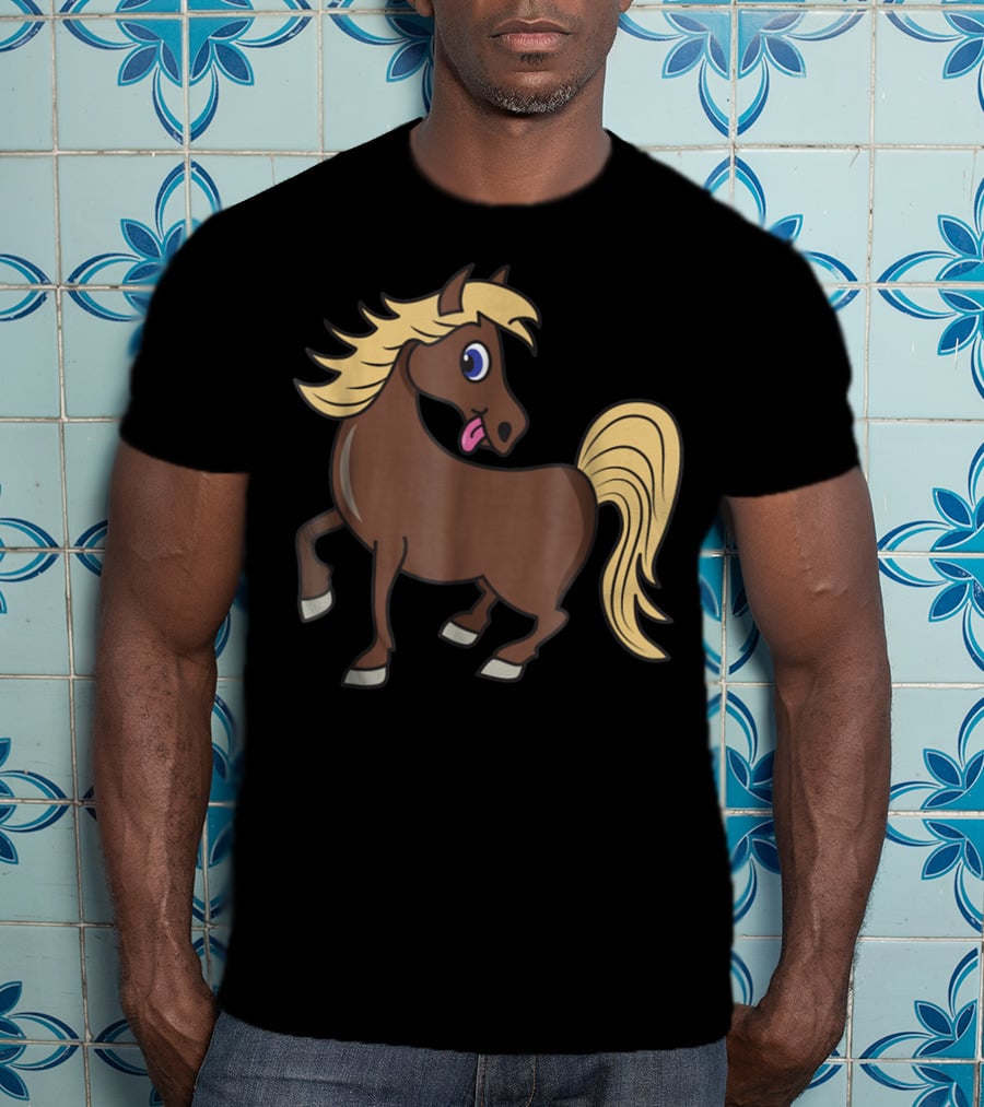 Cute Funny Brown Pony With Blonde Mane T-Shirt
