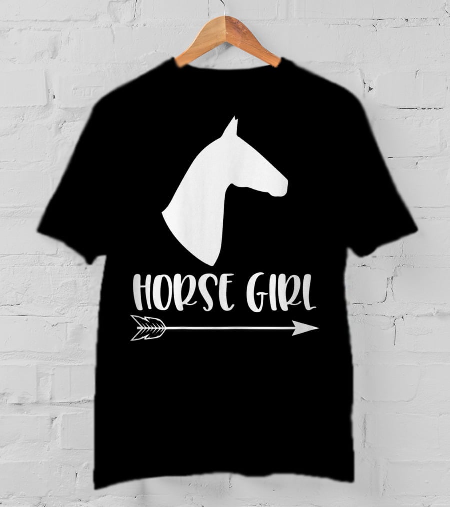 White Horse Girl Silhouette With Arrow I Love My Horses NY T-Shirt