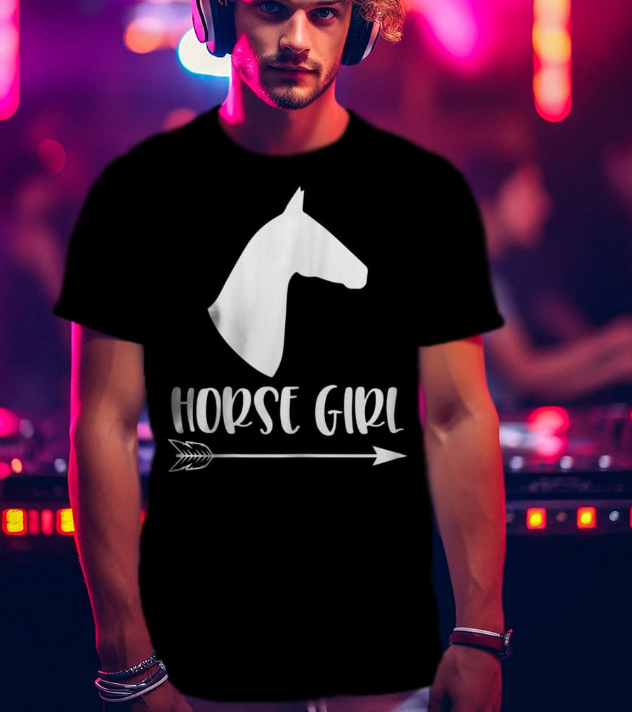 White Horse Girl Silhouette With Arrow I Love My Horses NY T-Shirt