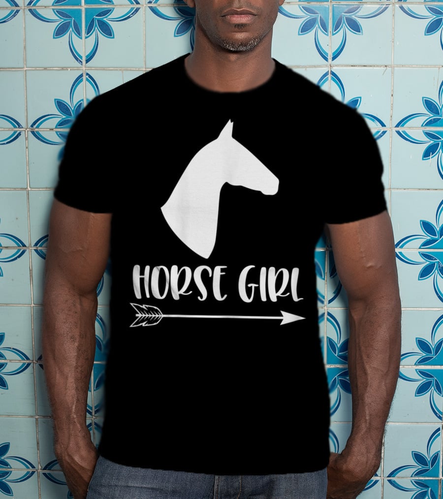 White Horse Girl Silhouette With Arrow I Love My Horses NY T-Shirt