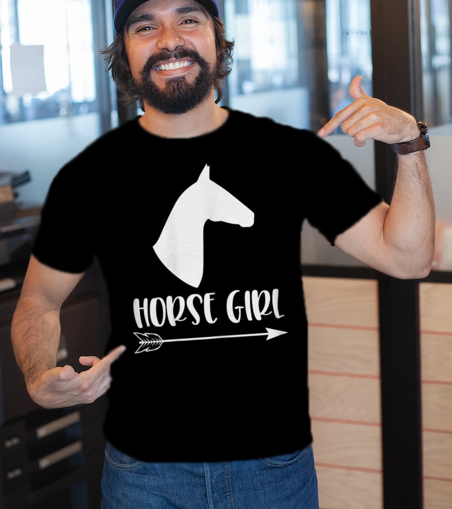 White Horse Girl Silhouette With Arrow I Love My Horses NY T-Shirt