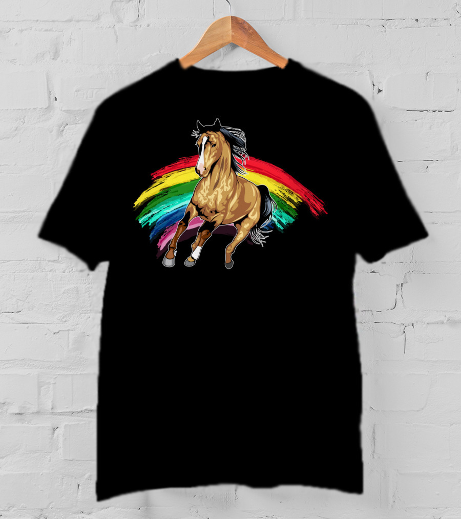 Cute Horse With Vibrant Rainbow For Horse Lovers T-Shirt