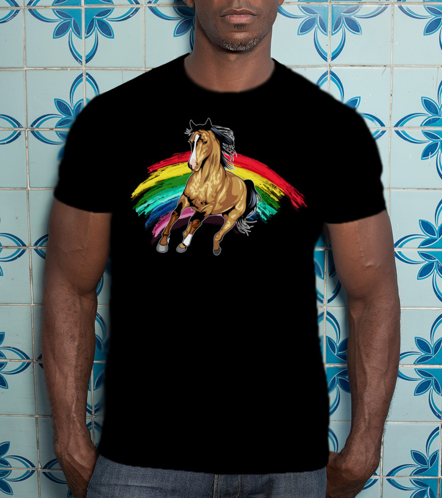 Cute Horse With Vibrant Rainbow For Horse Lovers T-Shirt
