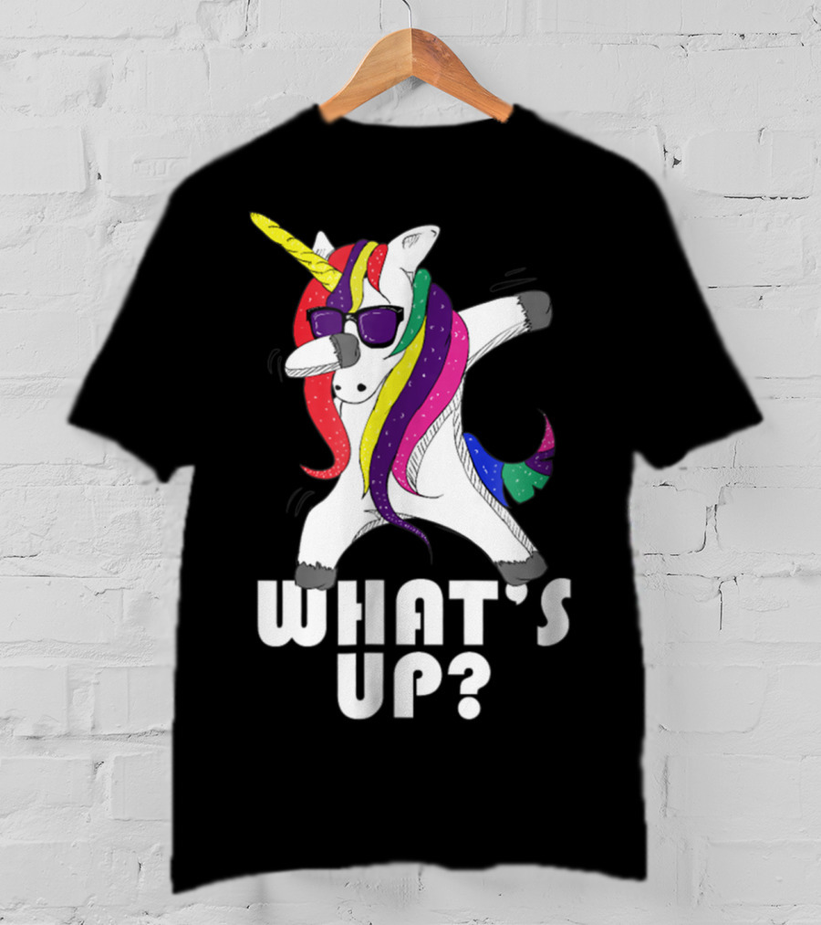 Dabbing Unicorn Rainbow Horse What's Up? T-Shirt
