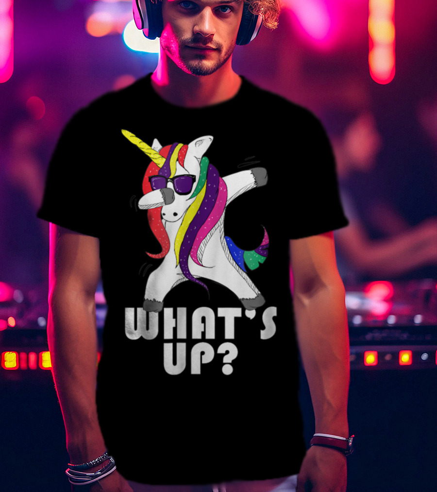 Dabbing Unicorn Rainbow Horse What's Up? T-Shirt