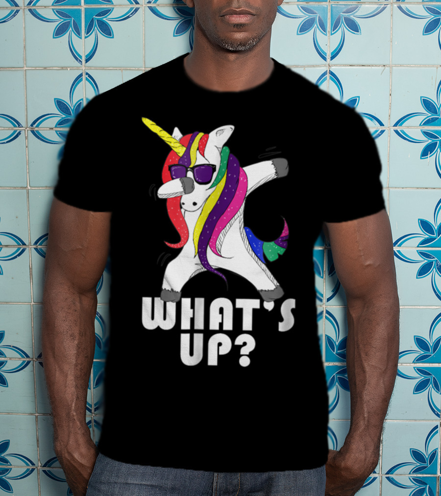Dabbing Unicorn Rainbow Horse What's Up? T-Shirt
