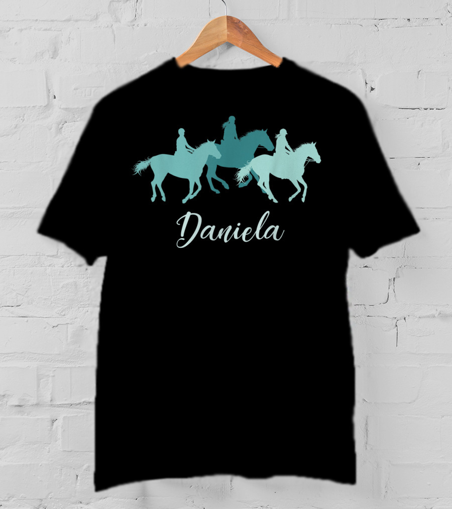 Daniela Horse Girl Rider Silhouette Personalized Name T-Shirt
