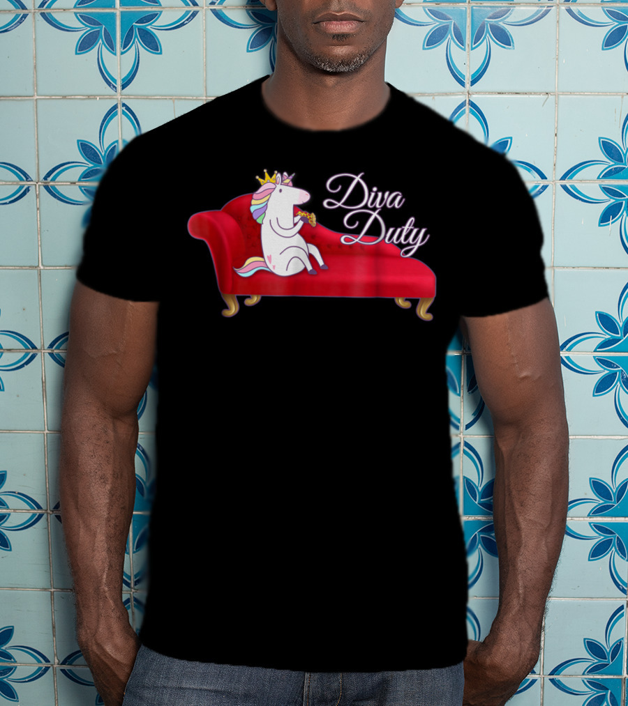 Diva Duty Unicorn Princess Horse Queen Funny Couch T-Shirt