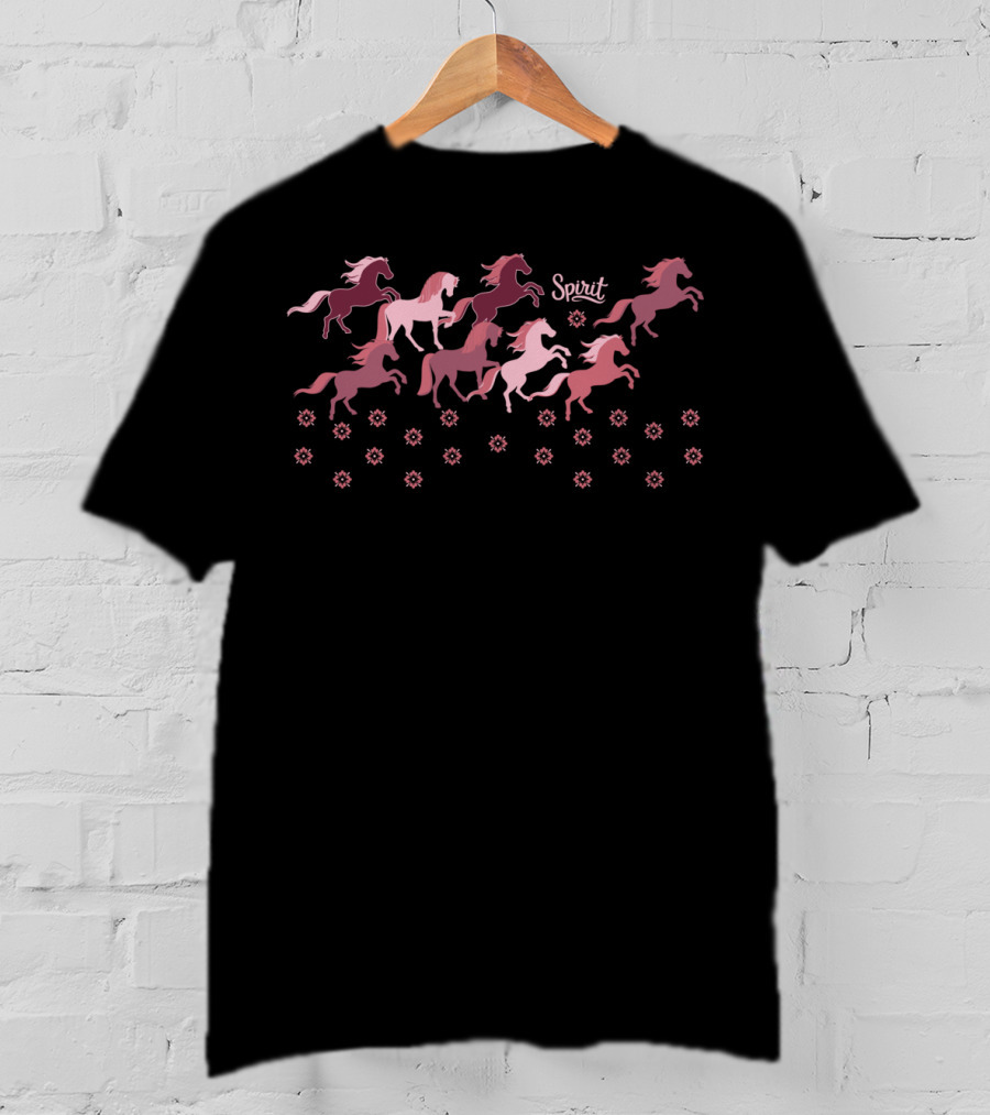 Spirit Riding Free Horses And Flowers T-Shirt