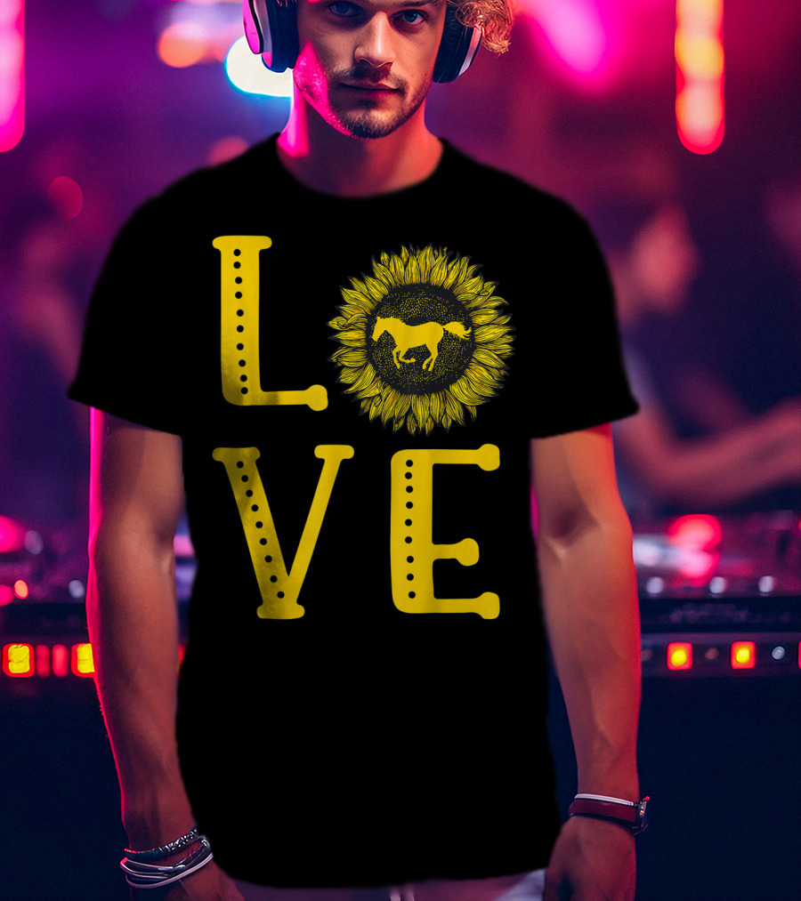 Love Sunflower Horse Lovers Cute Horse Girl T-Shirt