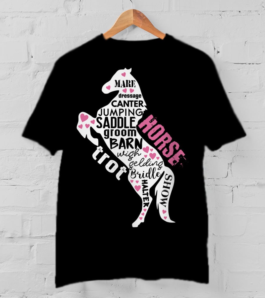 Dancing Horse Riding Girls Equestrian Mare Dressage Canter Jumping Saddle Barn Horse Show T-Shirt