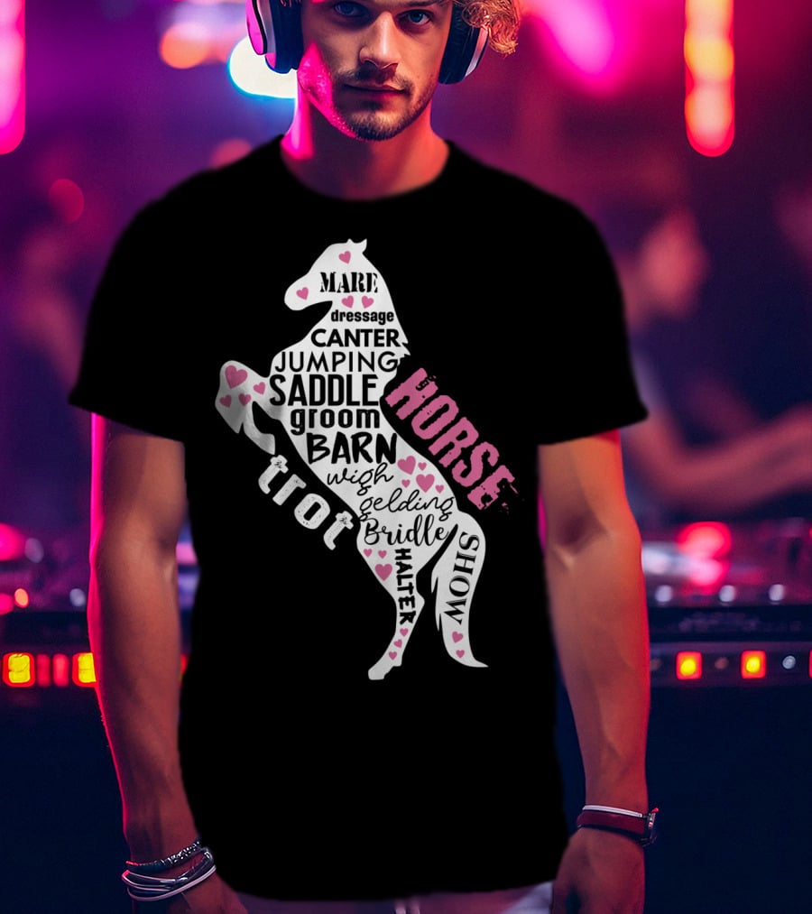 Dancing Horse Riding Girls Equestrian Mare Dressage Canter Jumping Saddle Barn Horse Show T-Shirt