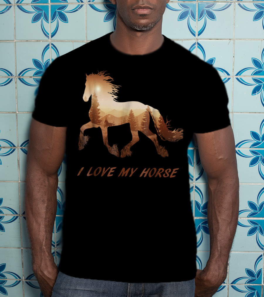 I Love My Horse Riding Sunset T-Shirt