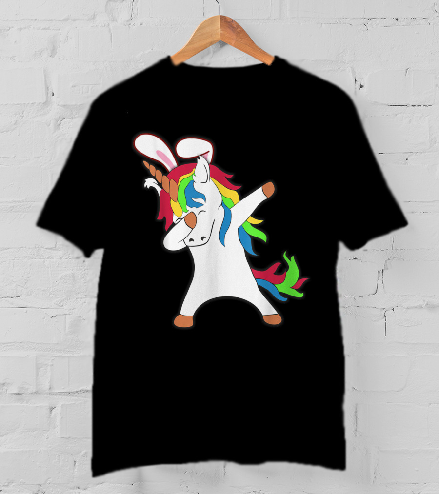 Easter Bunny Dabbing Unicorn With Rabbit Ears T-Shirt