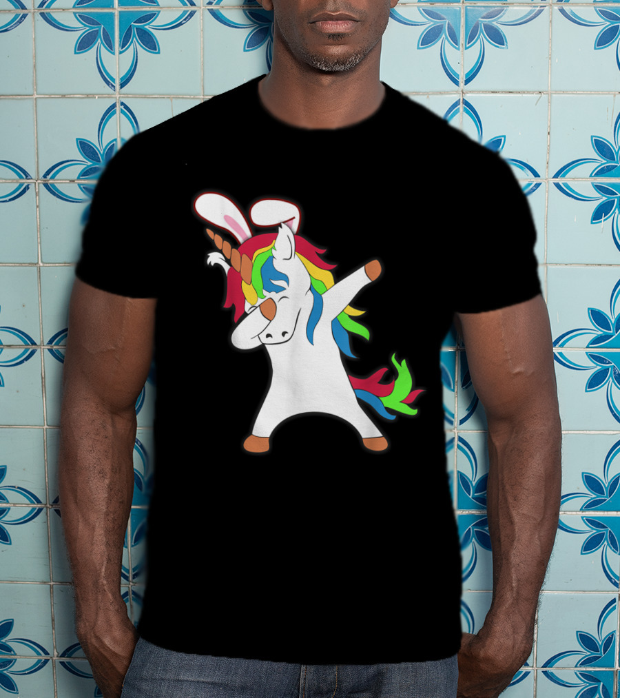 Easter Bunny Dabbing Unicorn With Rabbit Ears T-Shirt