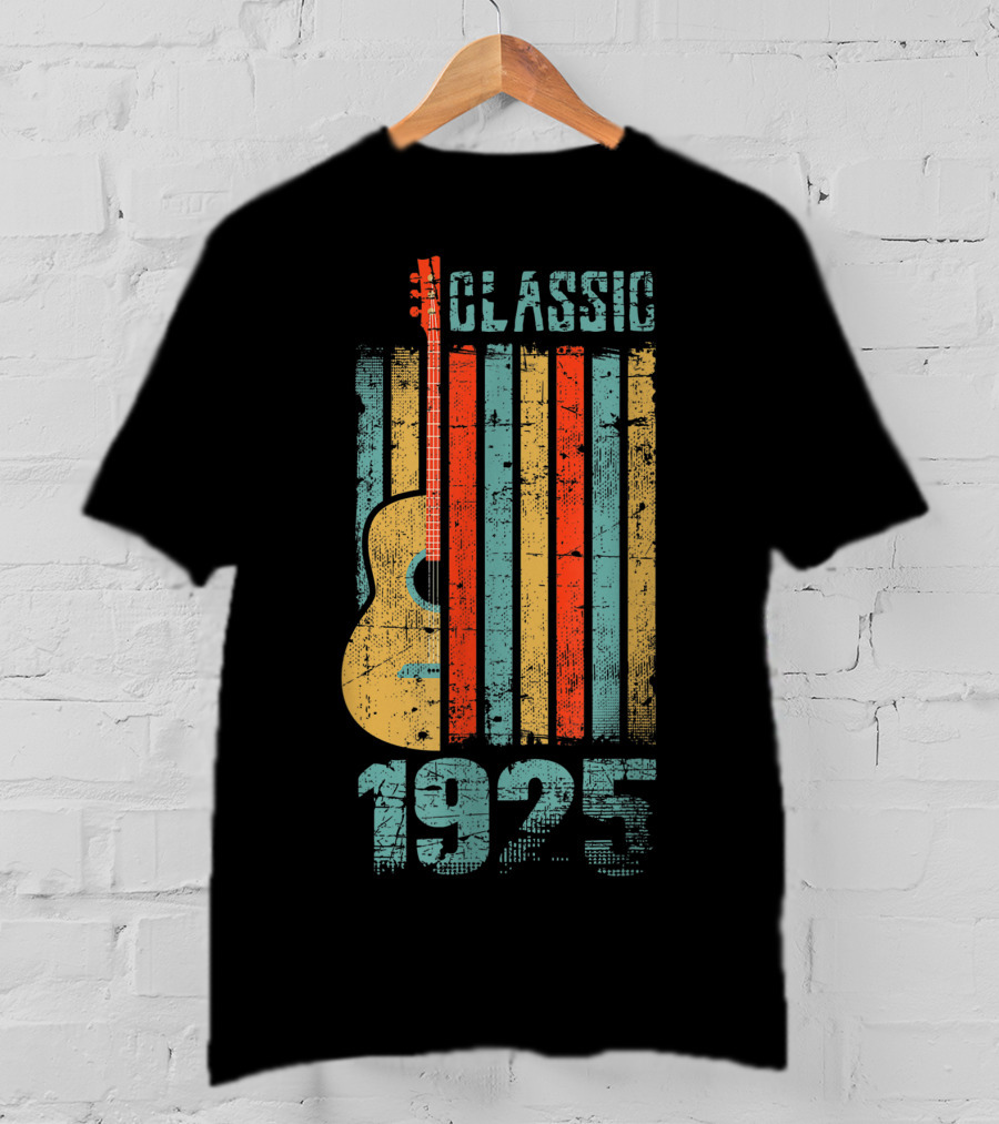 Classic 1925 Guitar Music Vintage Stripes T-Shirt