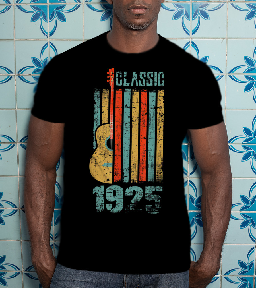 Classic 1925 Guitar Music Vintage Stripes T-Shirt