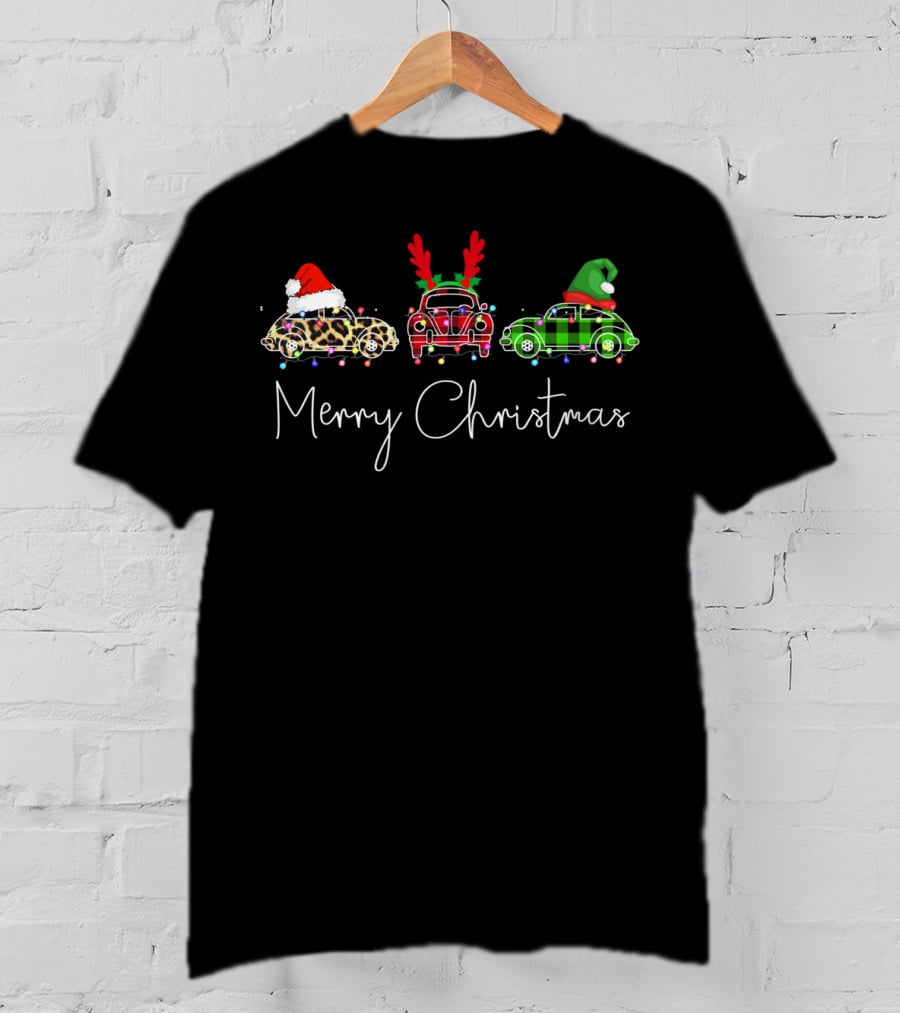 Beetle Classic Merry Christmas Santa Lights Funny Beeble T-Shirt