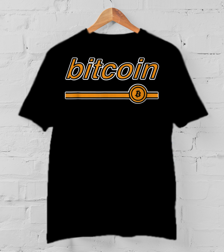 Bitcoin Classic Vintage Stripe Icon Btc T-Shirt