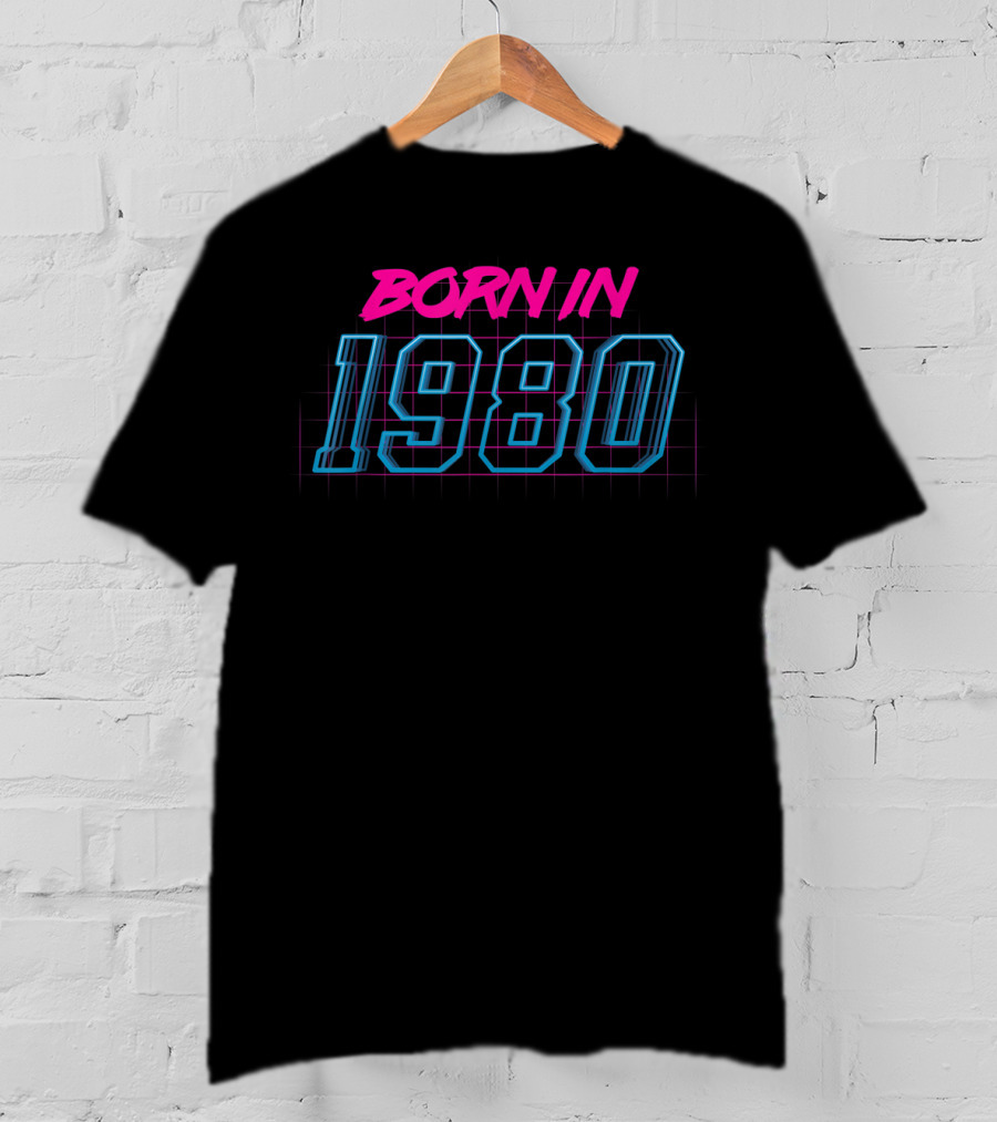 Born In 1980 Retro 80s Neon T-Shirt