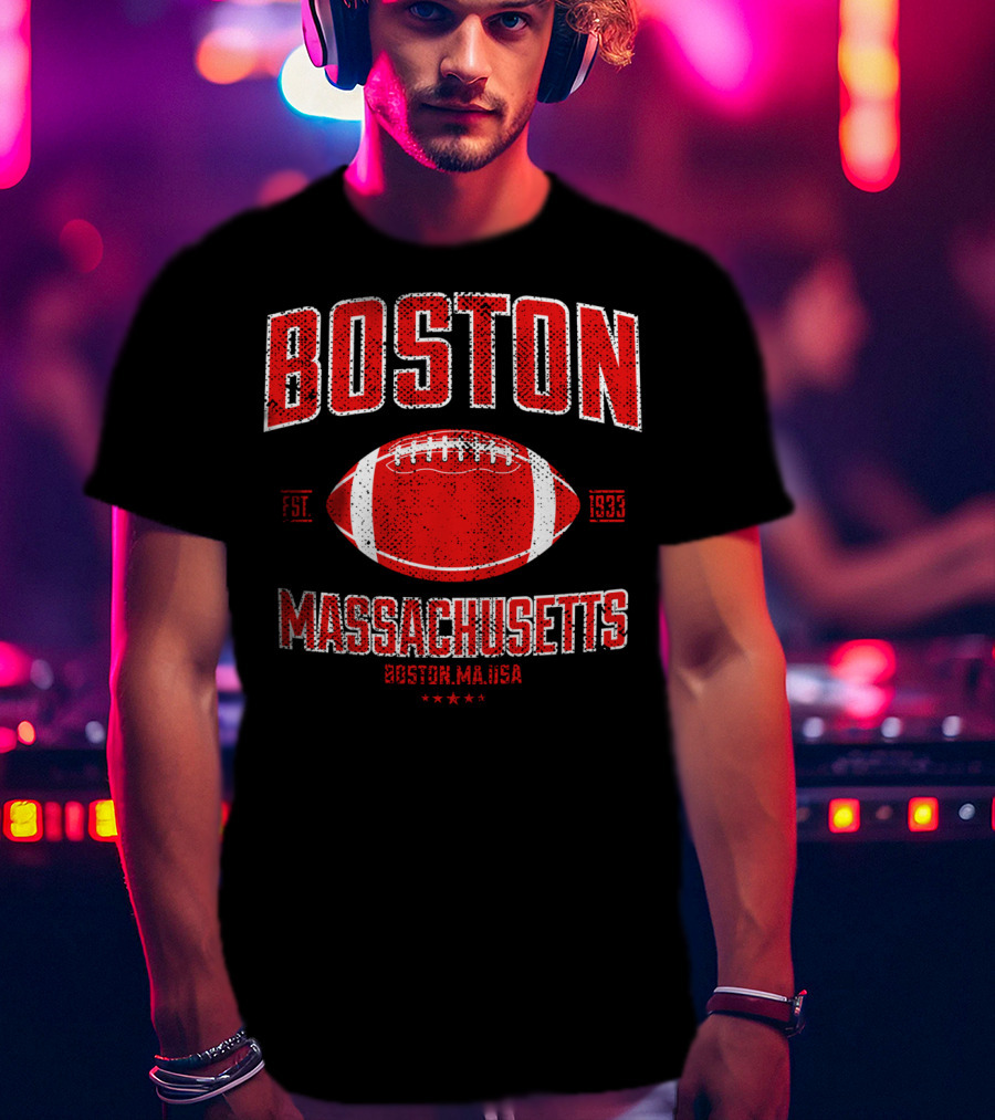 Boston Massachusetts Vintage American Football Est 1933 T-Shirt