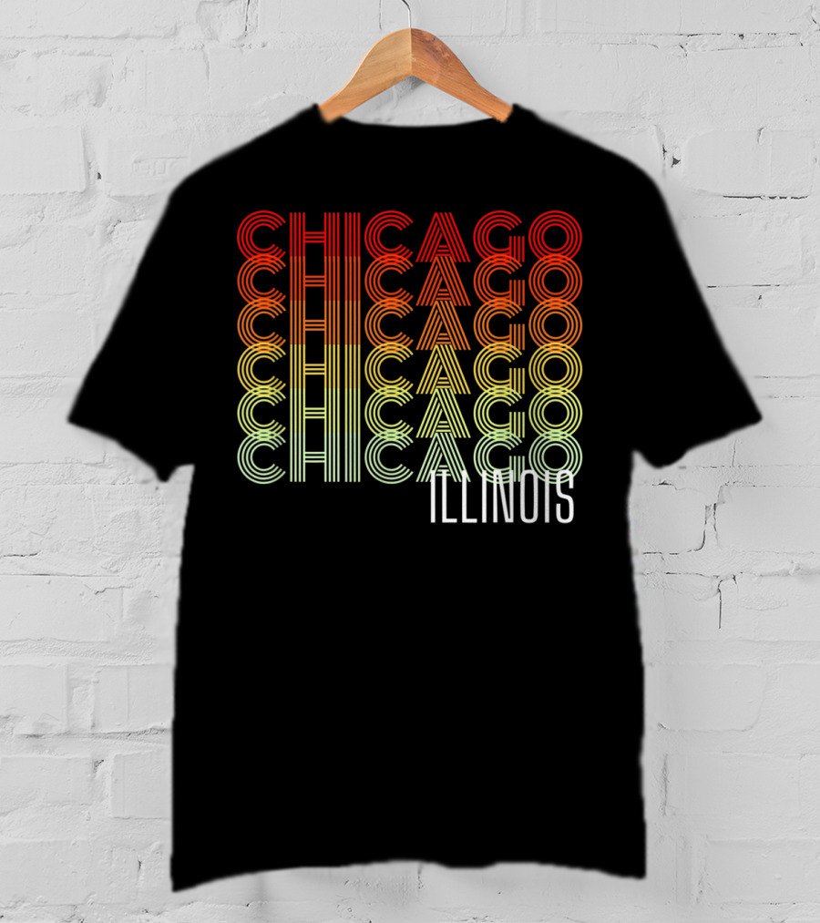 Chicago Illinois Gradient Text Classic ZB T-Shirt