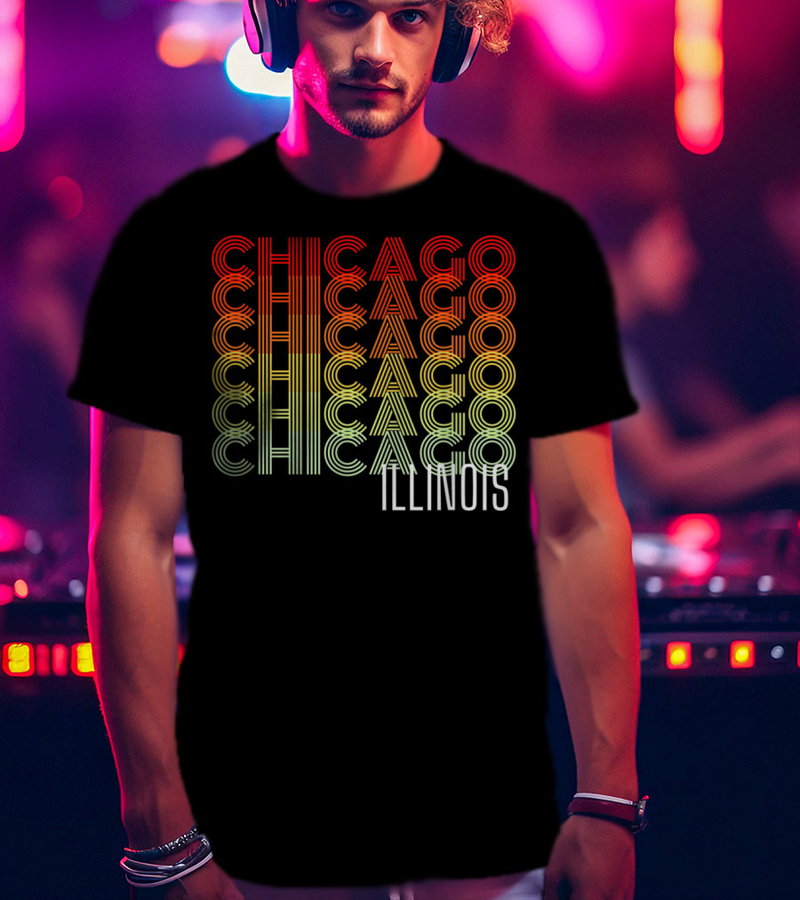 Chicago Illinois Gradient Text Classic ZB T-Shirt
