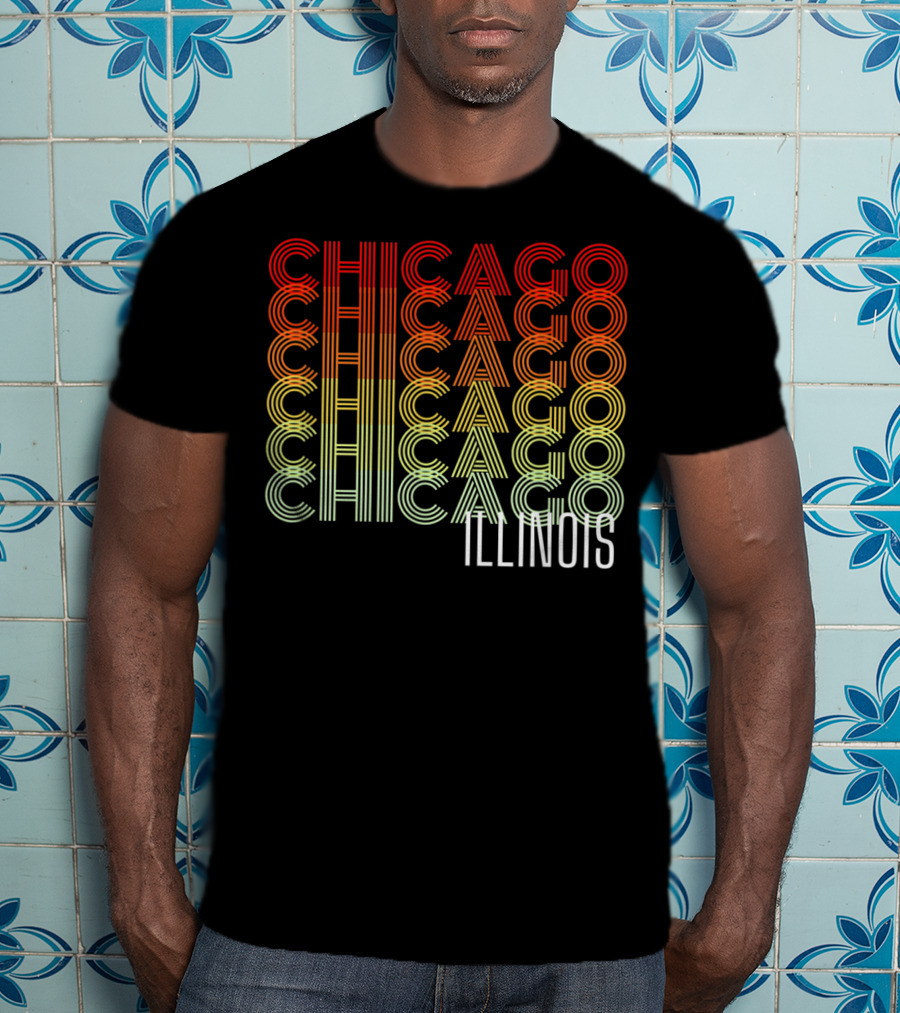 Chicago Illinois Gradient Text Classic ZB T-Shirt