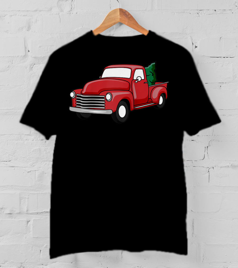 Christmas Holiday Red Classic Truck With Evergreen Tree T-Shirt
