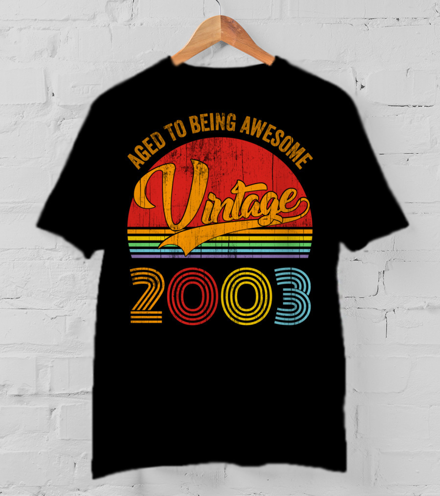 Aged To Being Awesome Vintage 2003 Rainbow T-Shirt