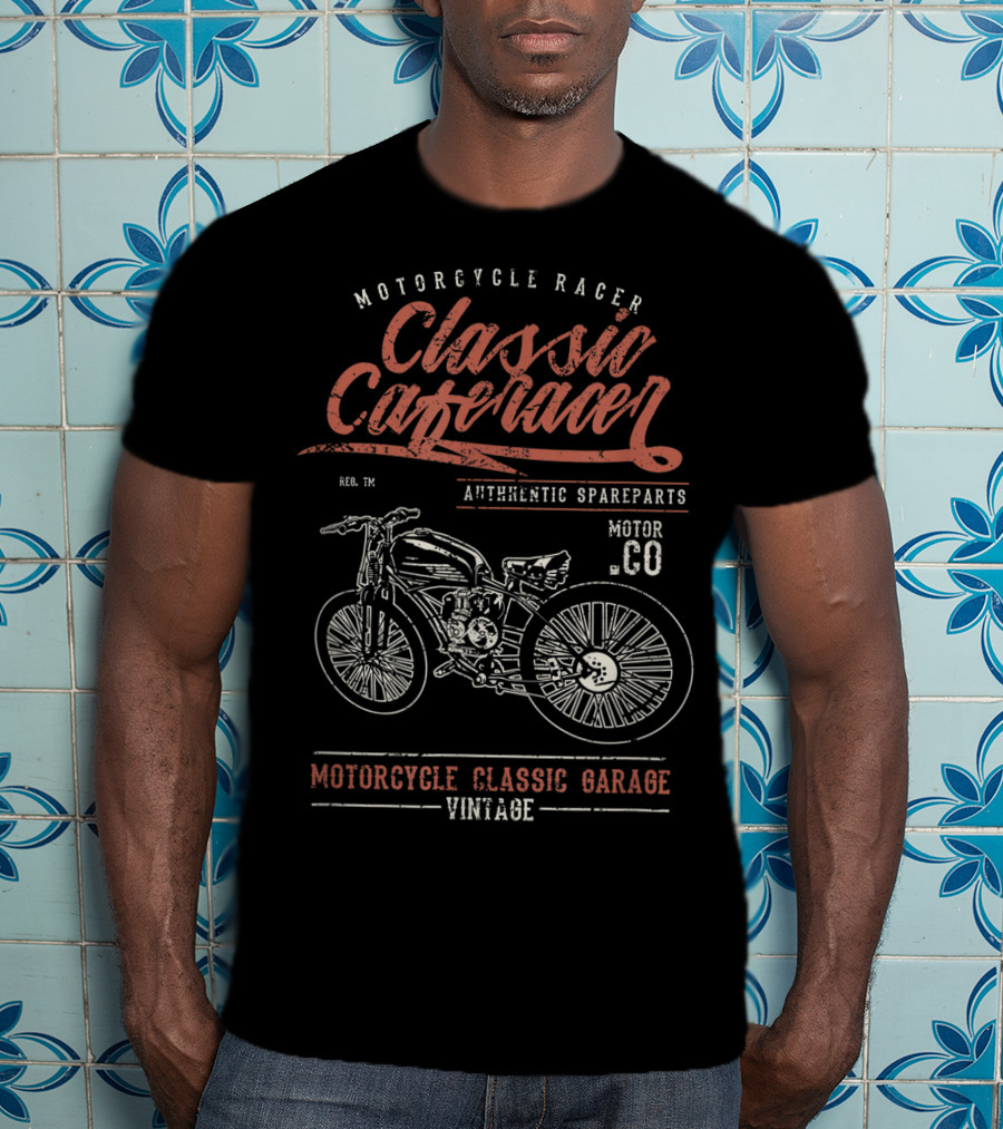 Motorcycle Racer Classic Cafe Racer Authentic Spareparts Vintage Motorcycle Classic Garage T-Shirt