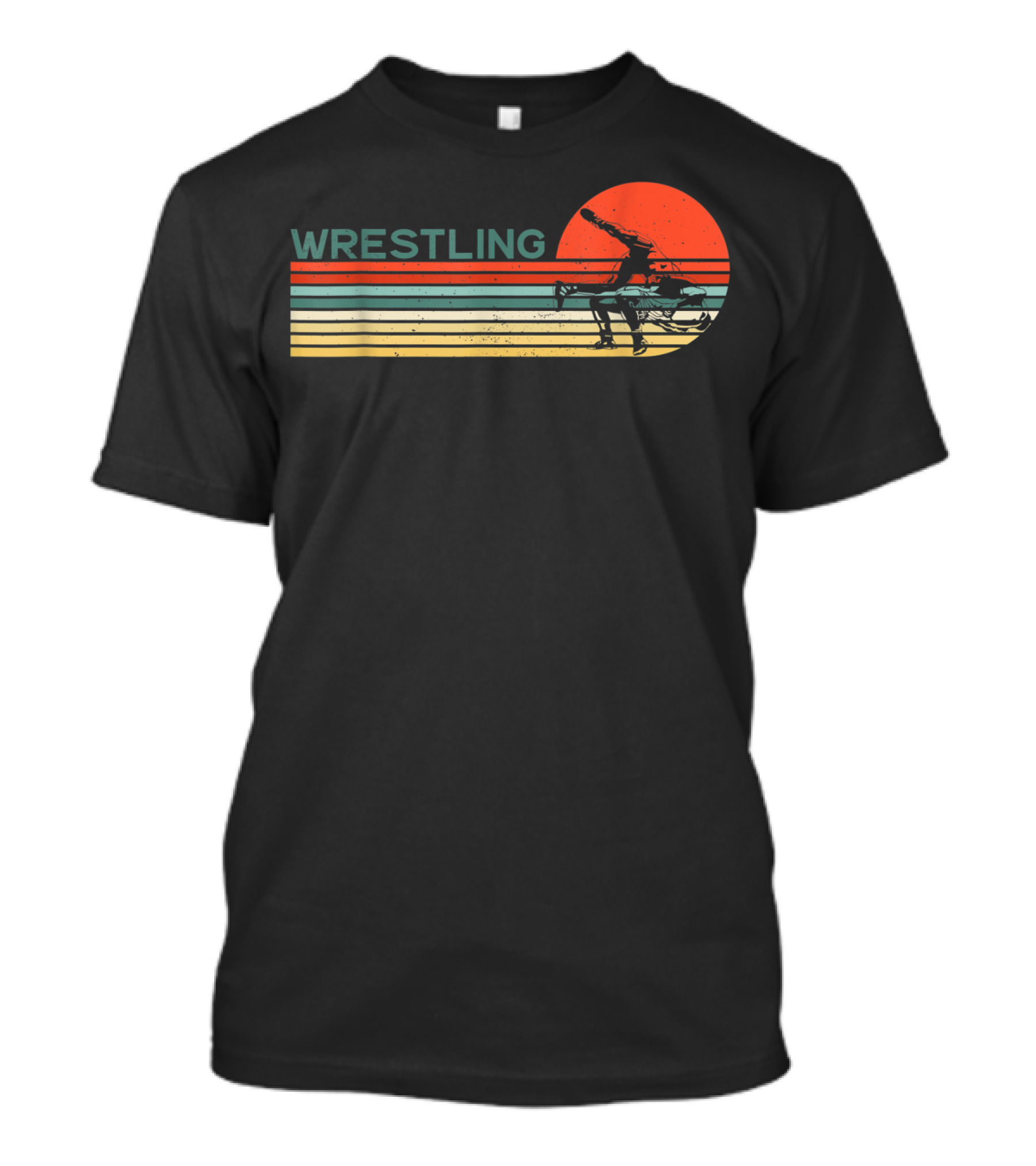 Wrestling Sunset Silhouette Retro Style Classic Catch Birthday T-Shirt