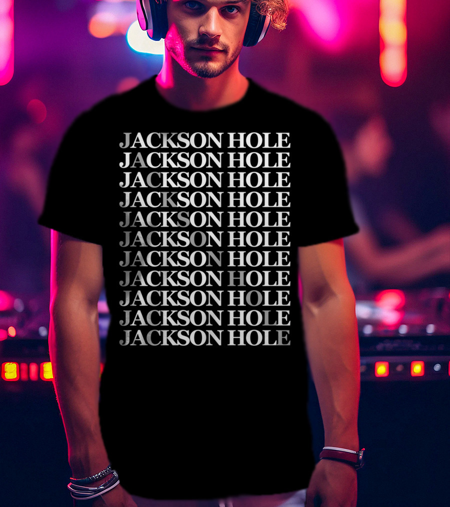 Jackson Hole Repeated Text Pattern Wyoming T-Shirt