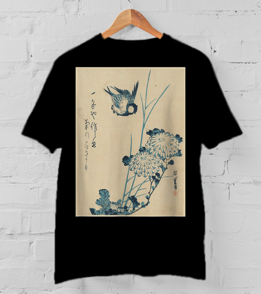 Classic Japanese Art Ukiyo-e Bird And Flowers Streetwear Aesthetic T-Shirt