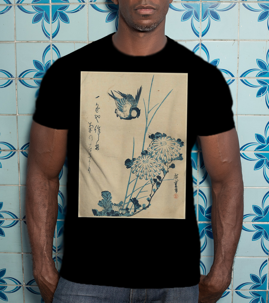 Classic Japanese Art Ukiyo-e Bird And Flowers Streetwear Aesthetic T-Shirt