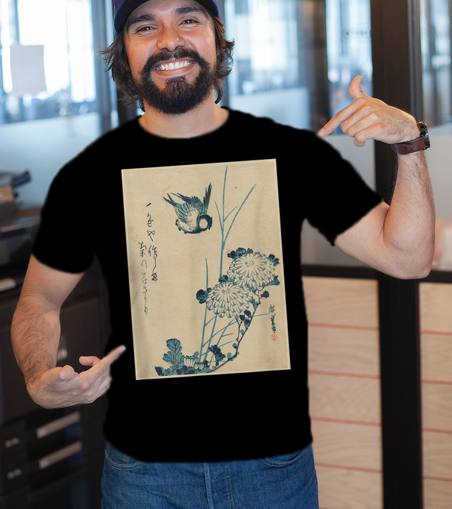 Classic Japanese Art Ukiyo-e Bird And Flowers Streetwear Aesthetic T-Shirt